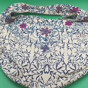 Lucky Brand Cream and Blue Floral Shoulder Bag
